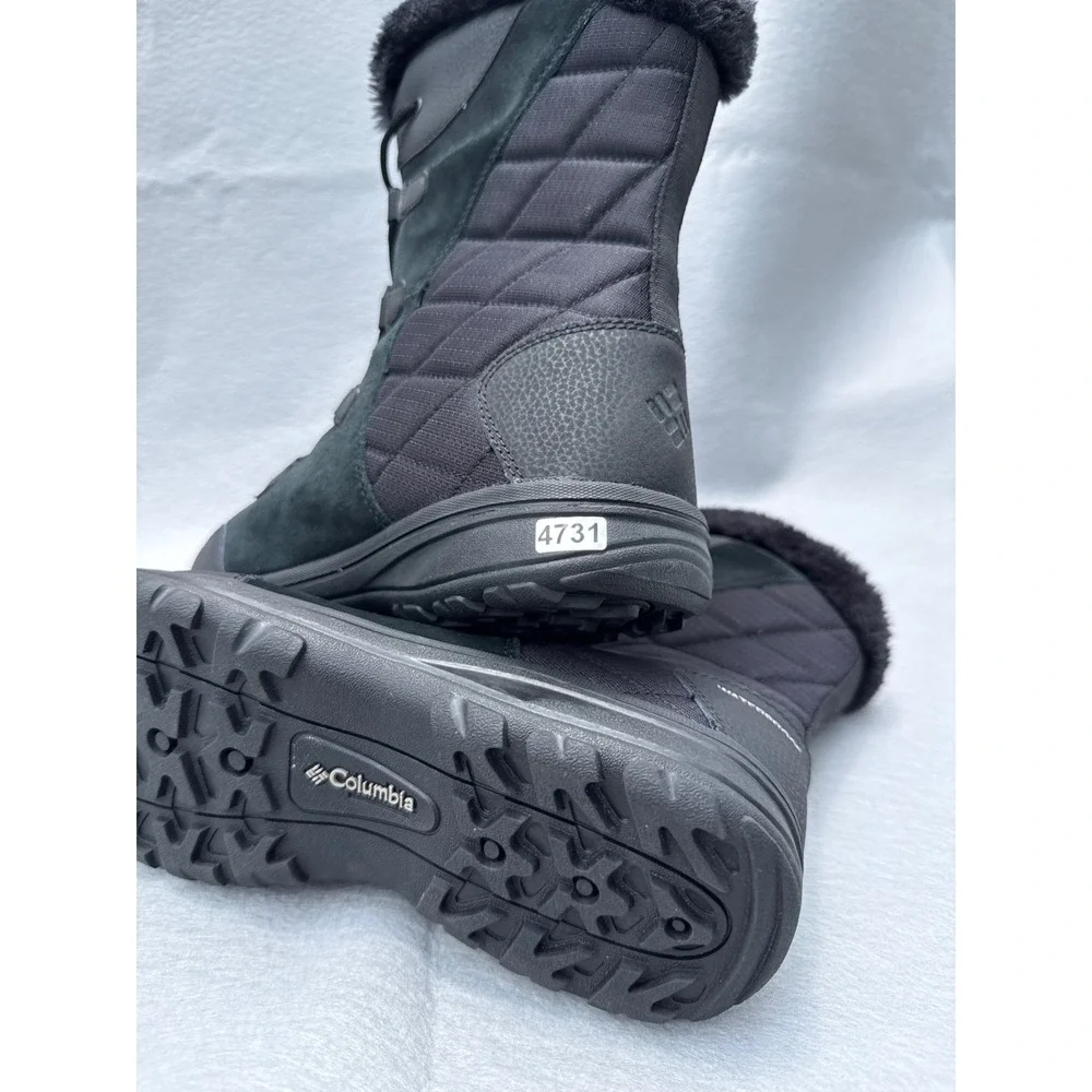Columbia Ice Maiden II Winter Boots Womens 10 Black Waterproof Omni Grip Quilted